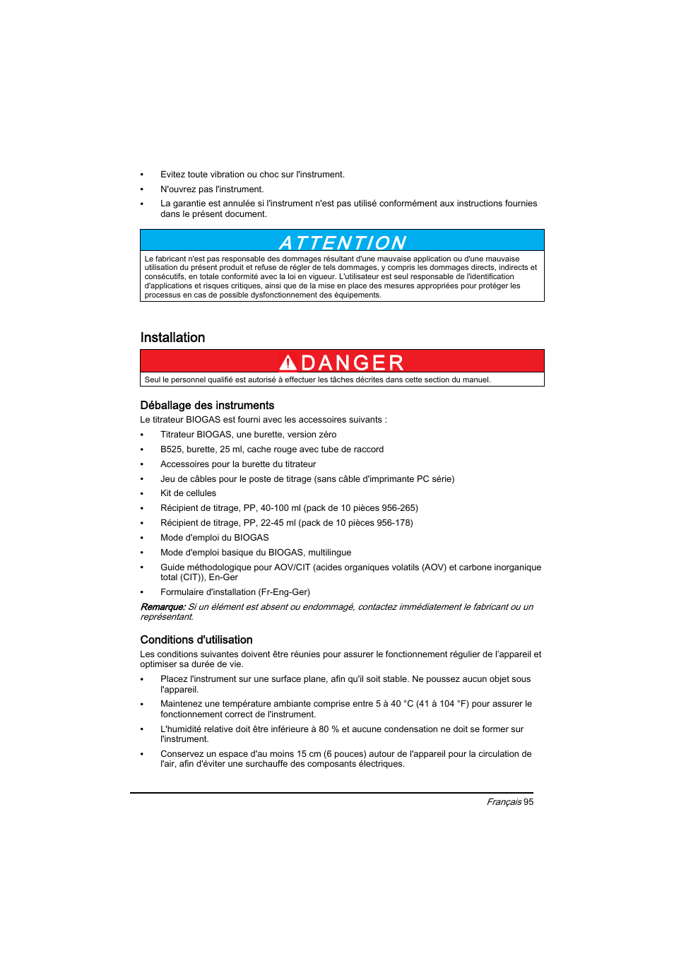 Installation | Hach-Lange BIOGAS Basic User Manual User Manual | Page 95 / 217