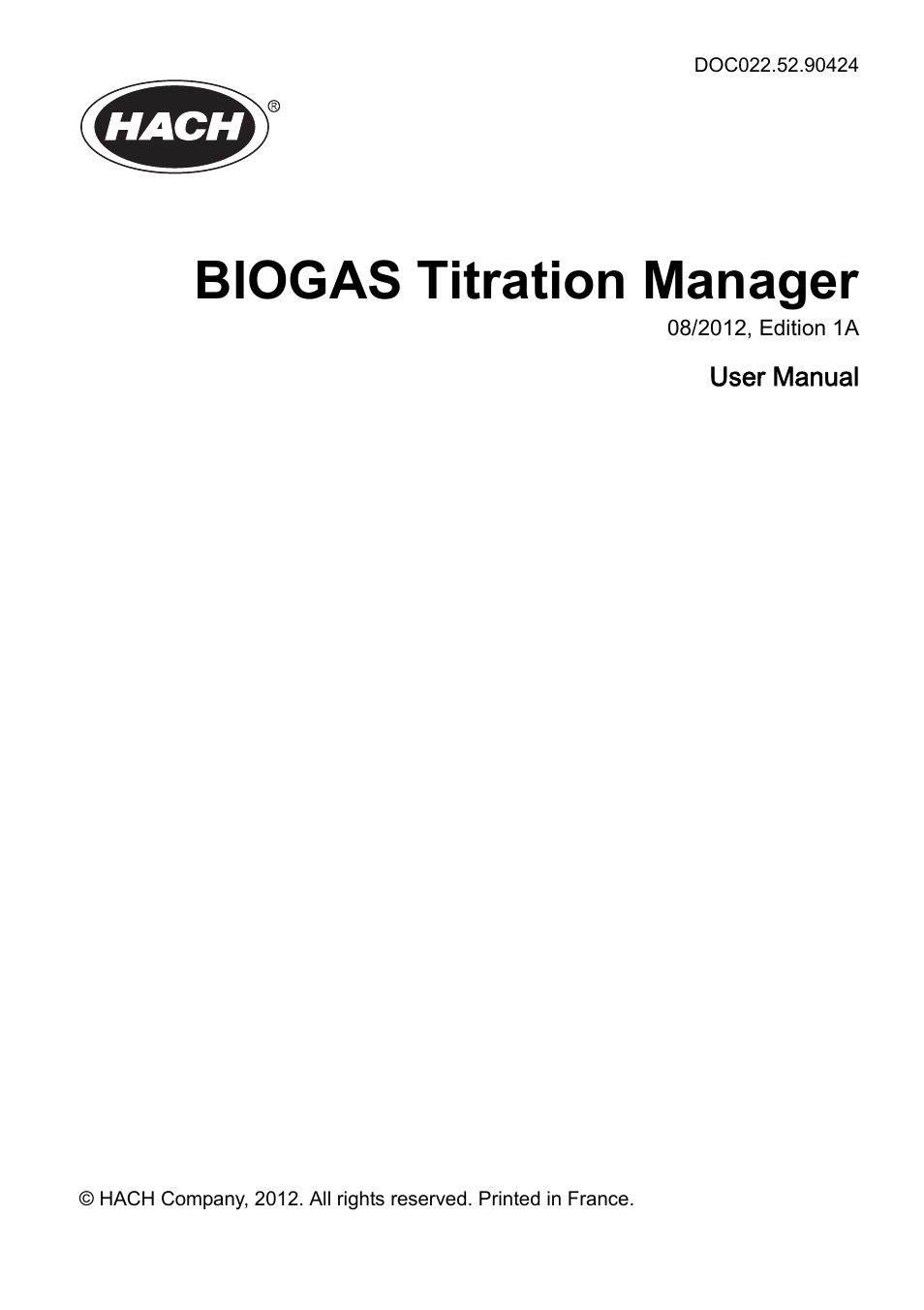 Hach-Lange BIOGAS User Manual User Manual | 55 pages