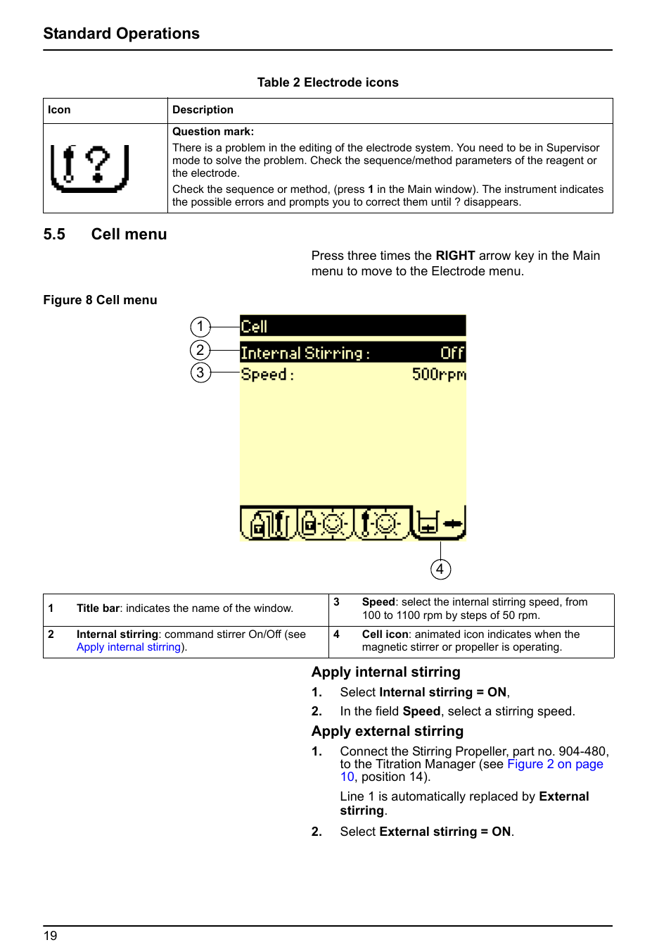 5 cell menu, Standard operations 5.5 cell menu | Hach-Lange BIOGAS User Manual User Manual | Page 19 / 55