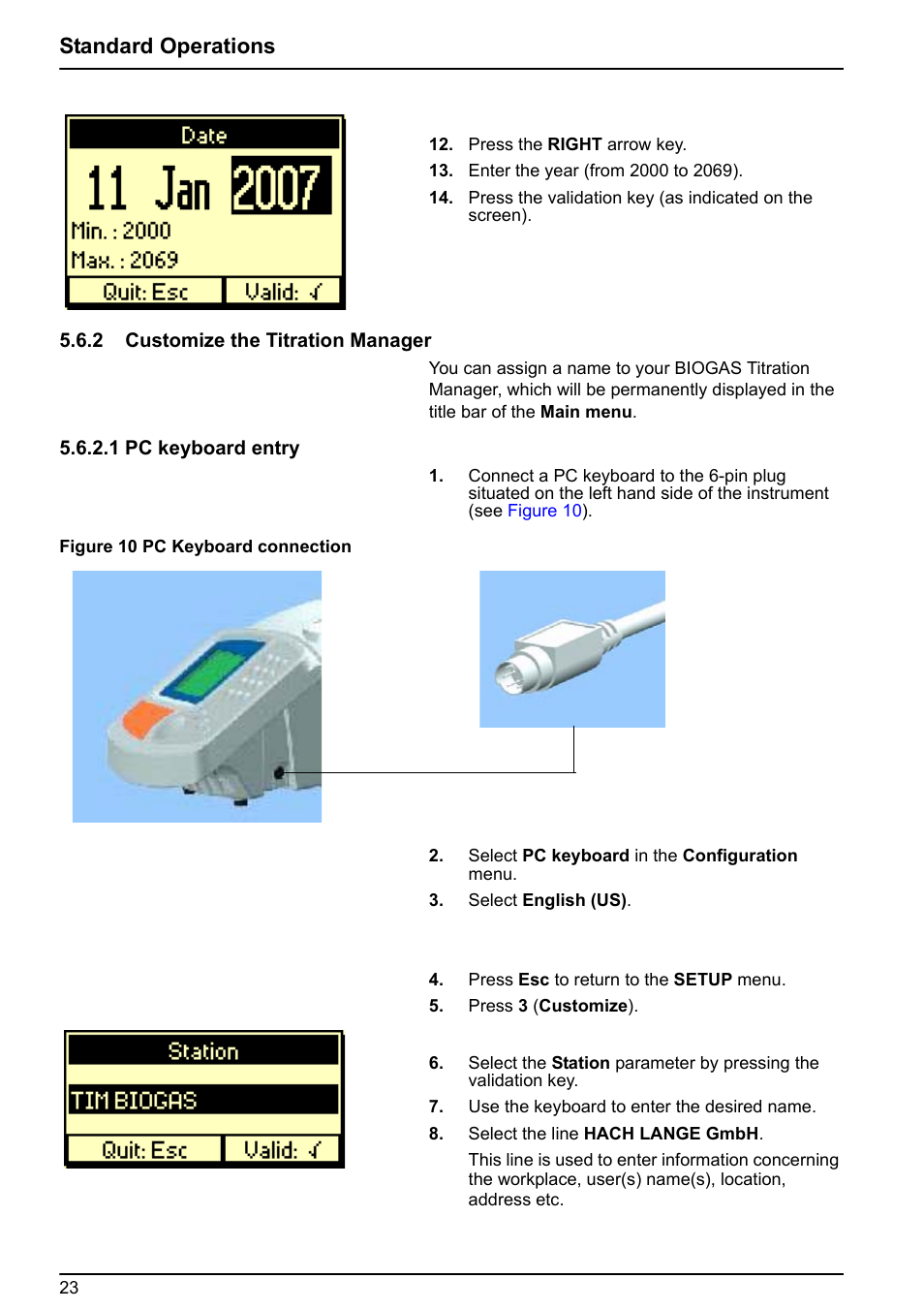 2 customize the titration manager, Standard operations | Hach-Lange BIOGAS User Manual User Manual | Page 23 / 55