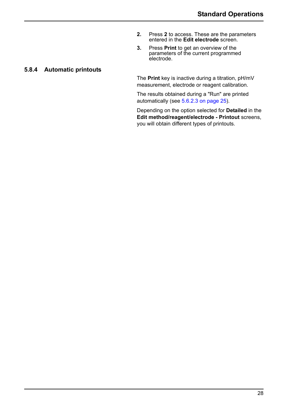 4 automatic printouts, Standard operations | Hach-Lange BIOGAS User Manual User Manual | Page 28 / 55