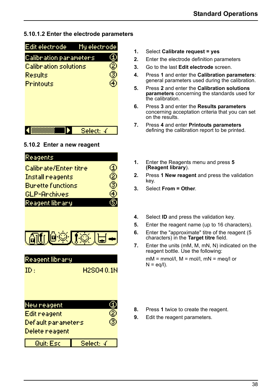 2 enter a new reagent, Standard operations | Hach-Lange BIOGAS User Manual User Manual | Page 38 / 55