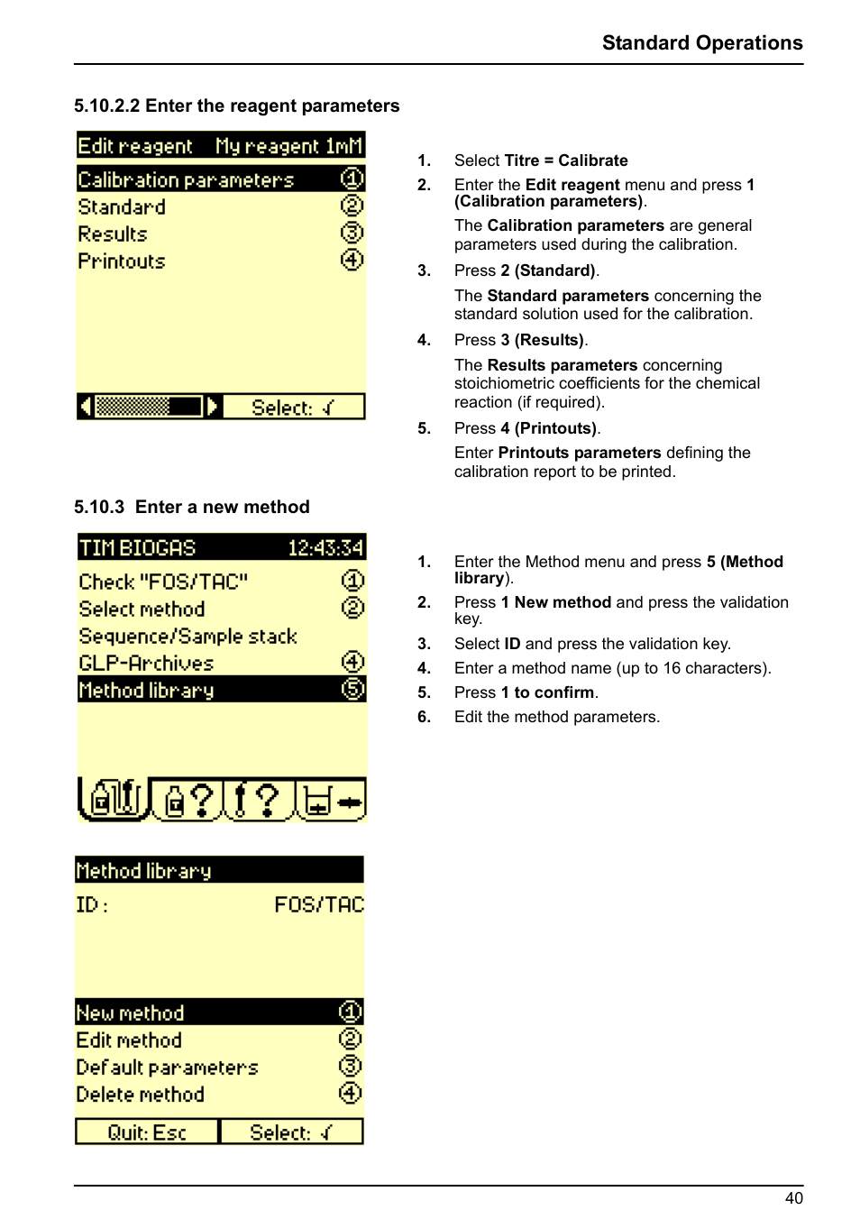 3 enter a new method, Standard operations | Hach-Lange BIOGAS User Manual User Manual | Page 40 / 55