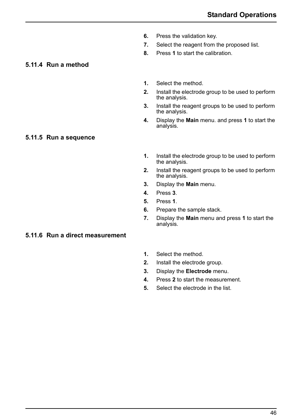 4 run a method, 5 run a sequence, 6 run a direct measurement | Standard operations | Hach-Lange BIOGAS User Manual User Manual | Page 46 / 55