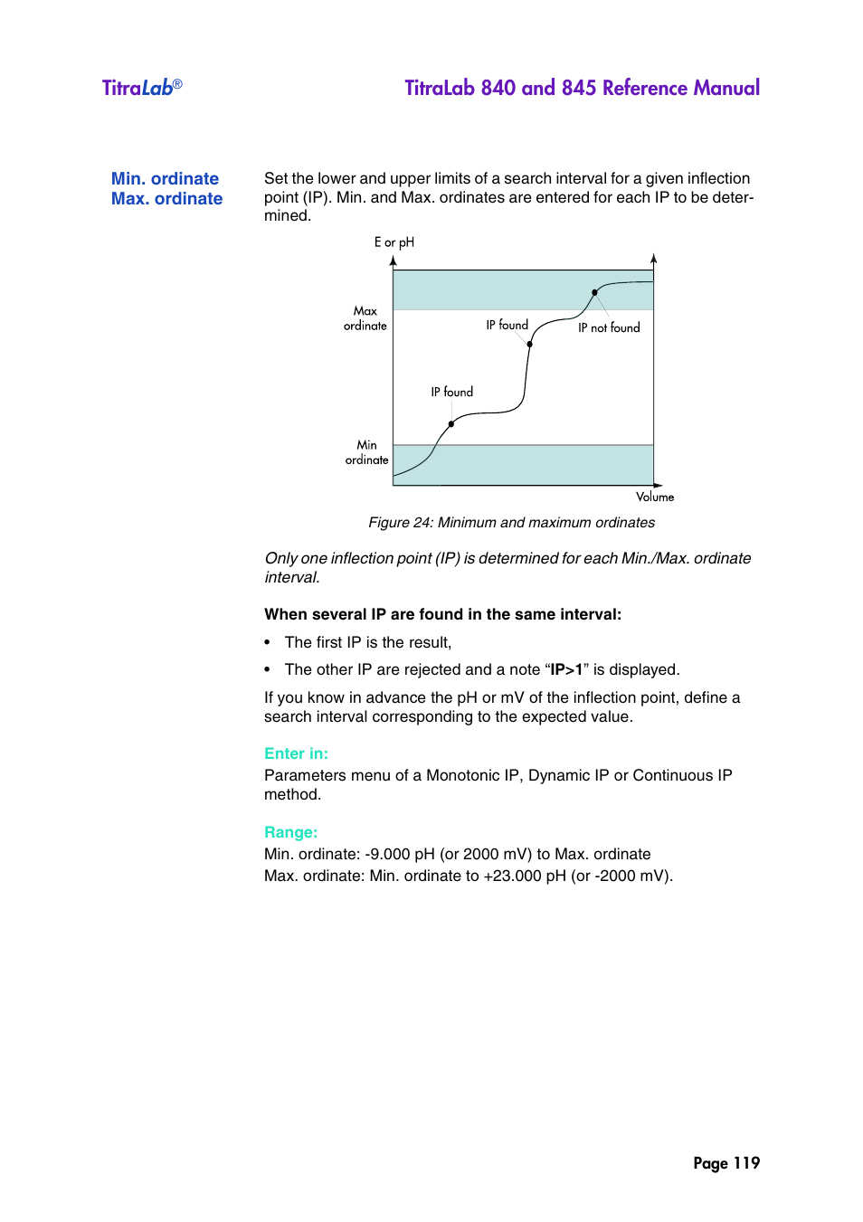 Min. ordinate max. ordinate, Titra lab | Hach-Lange TITRALAB 840_845 Reference Manual User Manual | Page 119 / 214