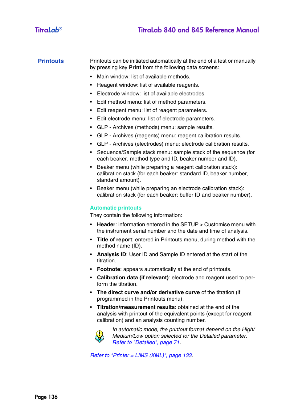 Printouts, Titra lab | Hach-Lange TITRALAB 840_845 Reference Manual User Manual | Page 136 / 214