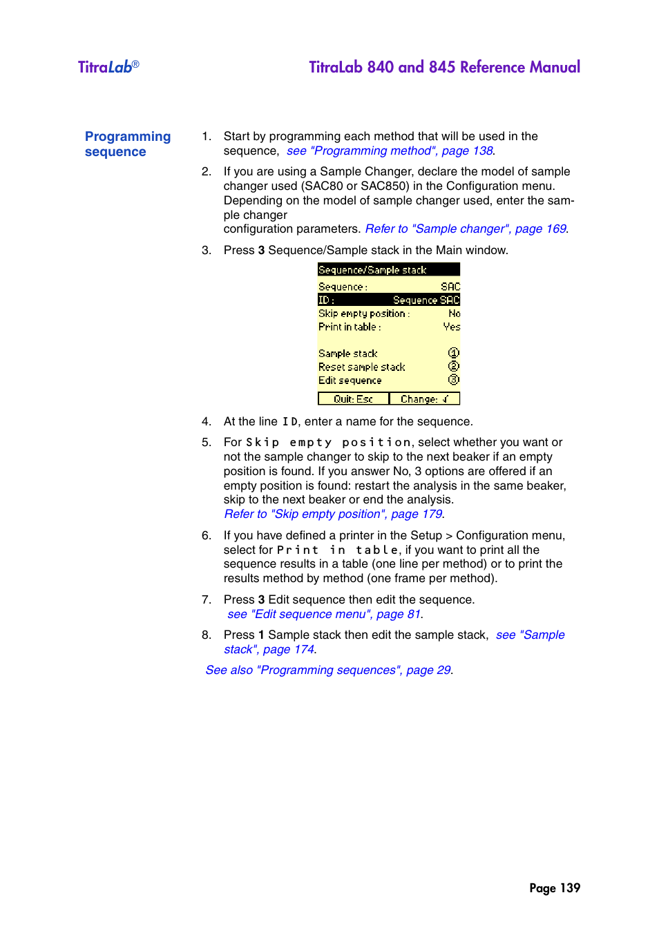 Programming sequence, Titra lab | Hach-Lange TITRALAB 840_845 Reference Manual User Manual | Page 139 / 214