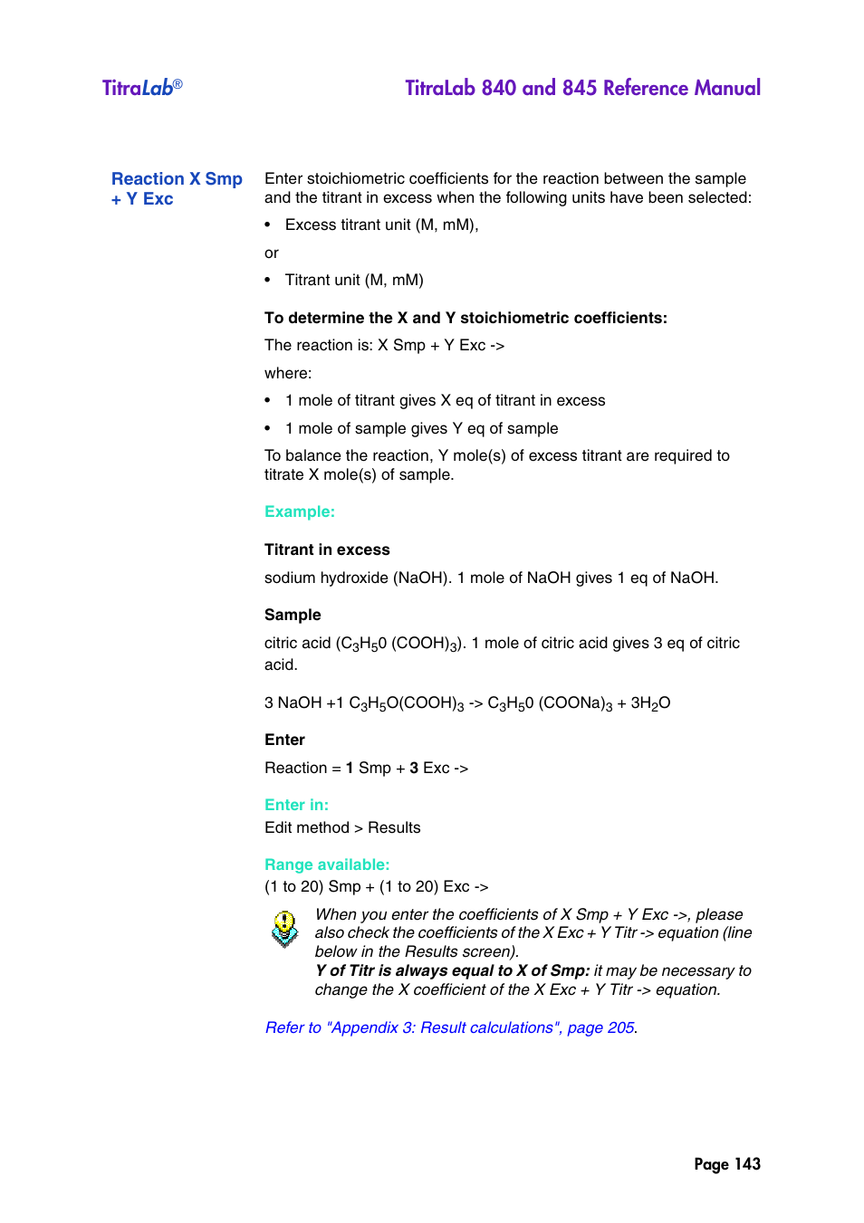 Reaction x smp + y exc, Titra lab | Hach-Lange TITRALAB 840_845 Reference Manual User Manual | Page 143 / 214