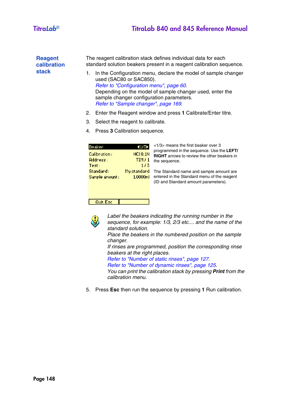 Reagent calibration stack, See "reagent calibration stack, See "reagent calibration | Titra lab | Hach-Lange TITRALAB 840_845 Reference Manual User Manual | Page 148 / 214