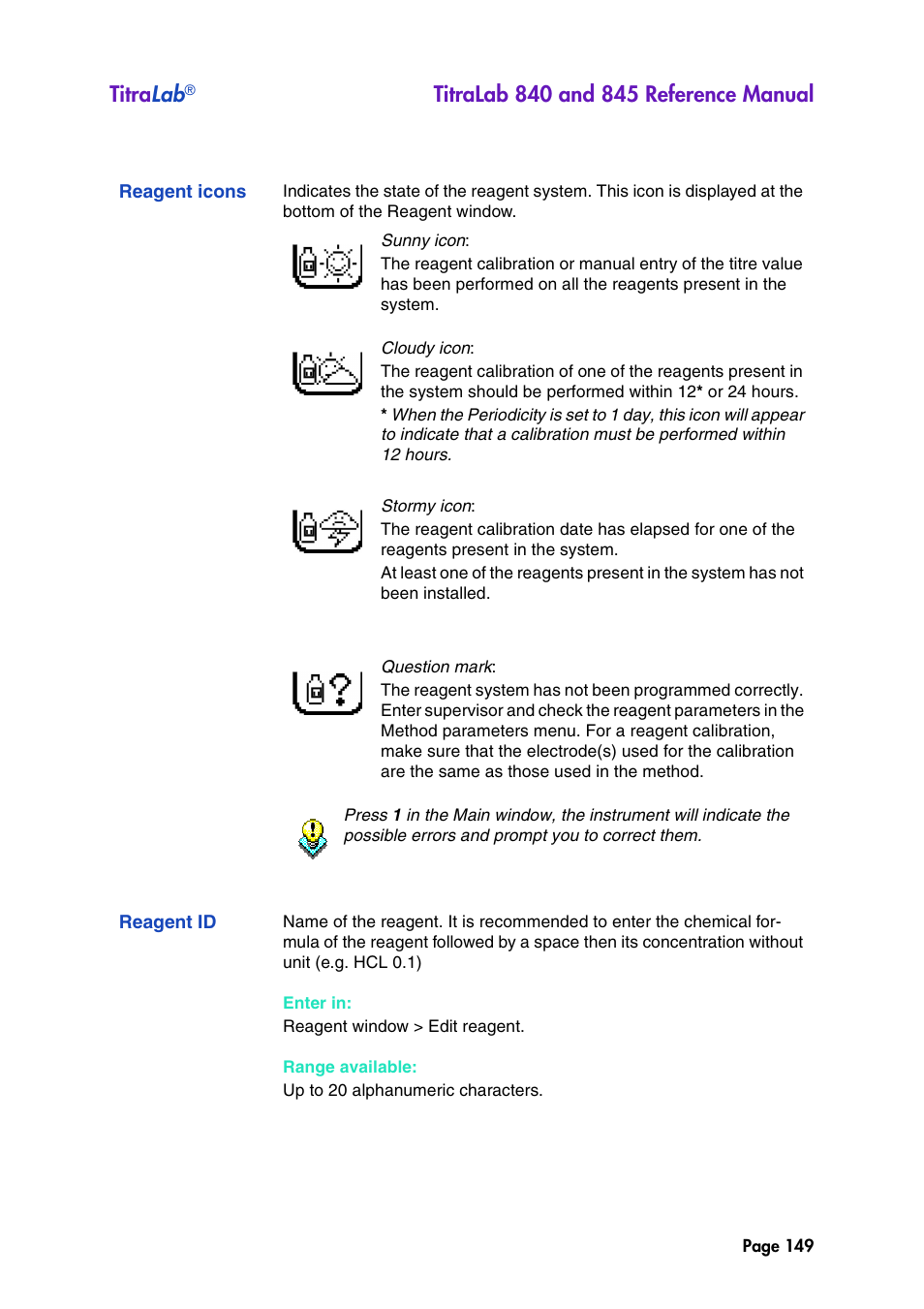 Reagent icons, Reagent id, Titra lab | Hach-Lange TITRALAB 840_845 Reference Manual User Manual | Page 149 / 214