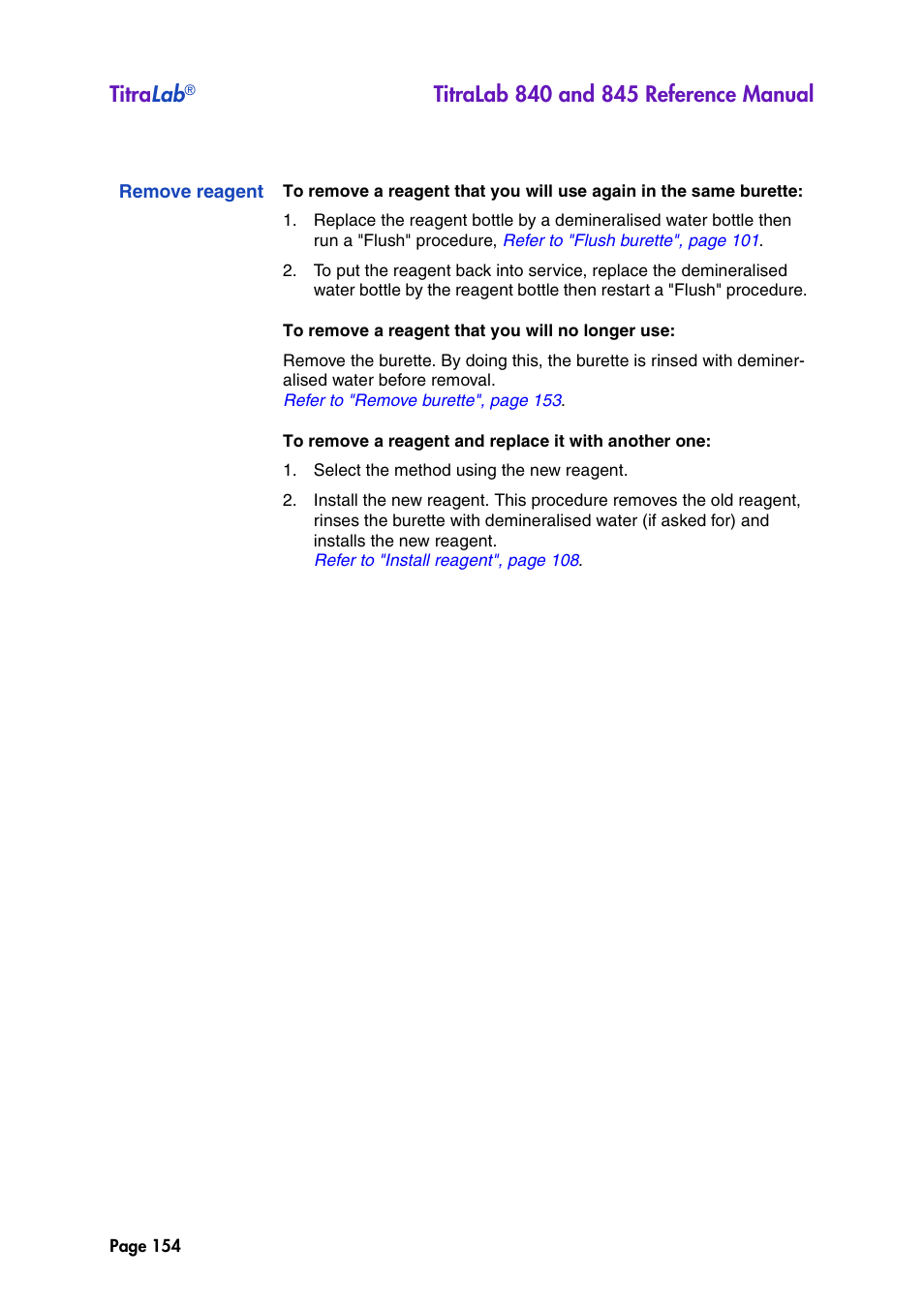 Remove reagent, Titra lab | Hach-Lange TITRALAB 840_845 Reference Manual User Manual | Page 154 / 214