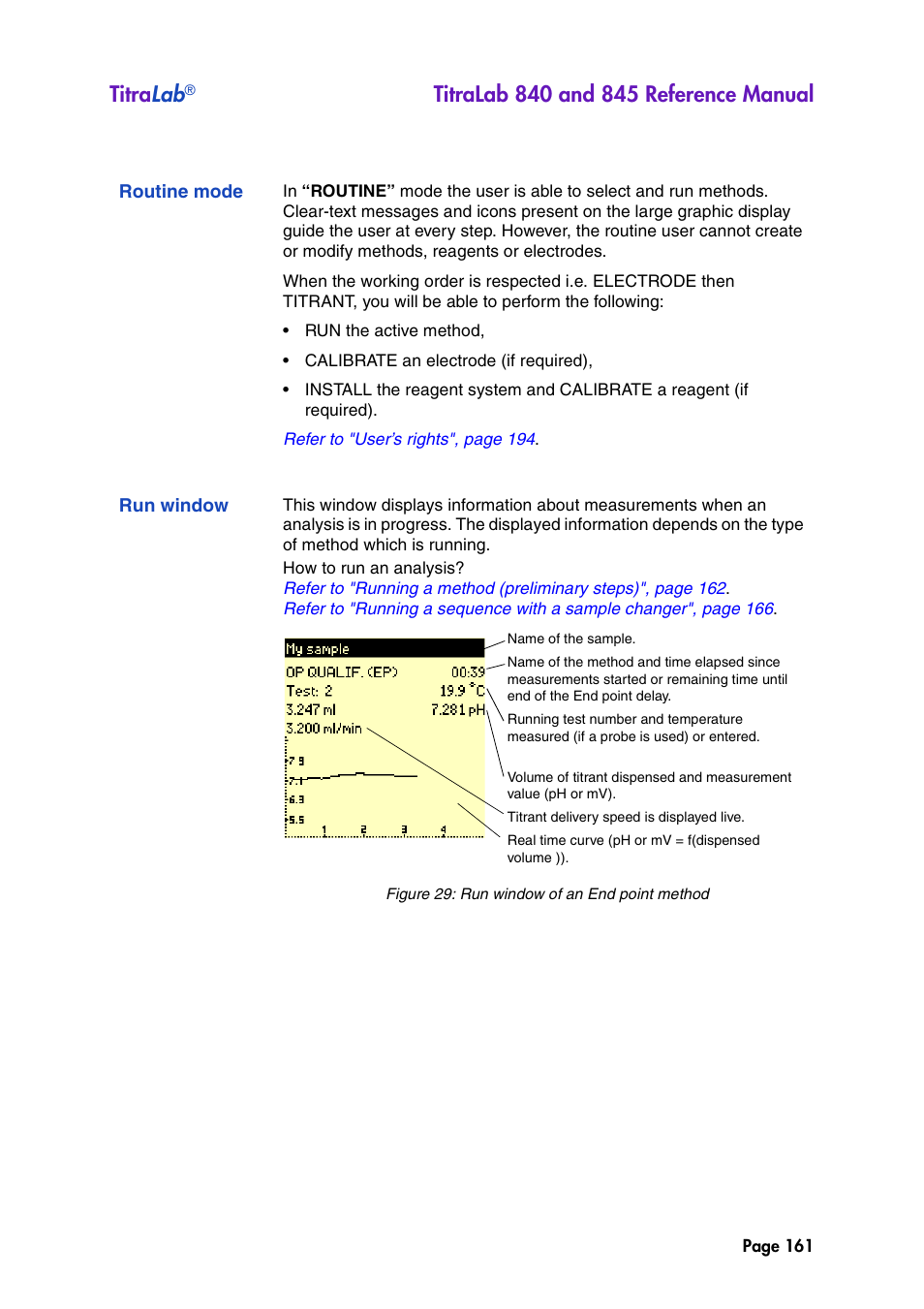 Routine mode, Run window, Titra lab | Hach-Lange TITRALAB 840_845 Reference Manual User Manual | Page 161 / 214