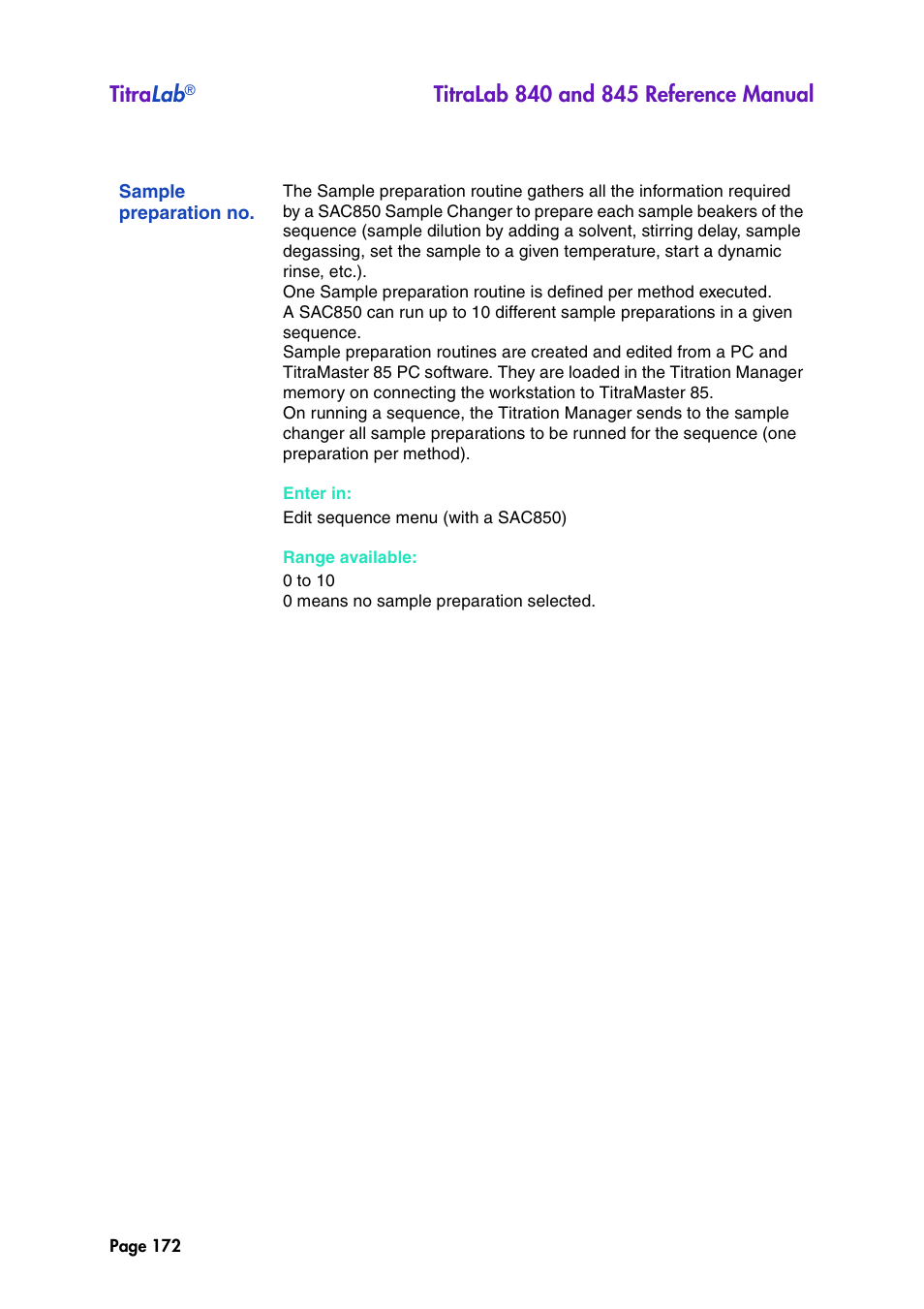 Sample preparation no, Titra lab | Hach-Lange TITRALAB 840_845 Reference Manual User Manual | Page 172 / 214