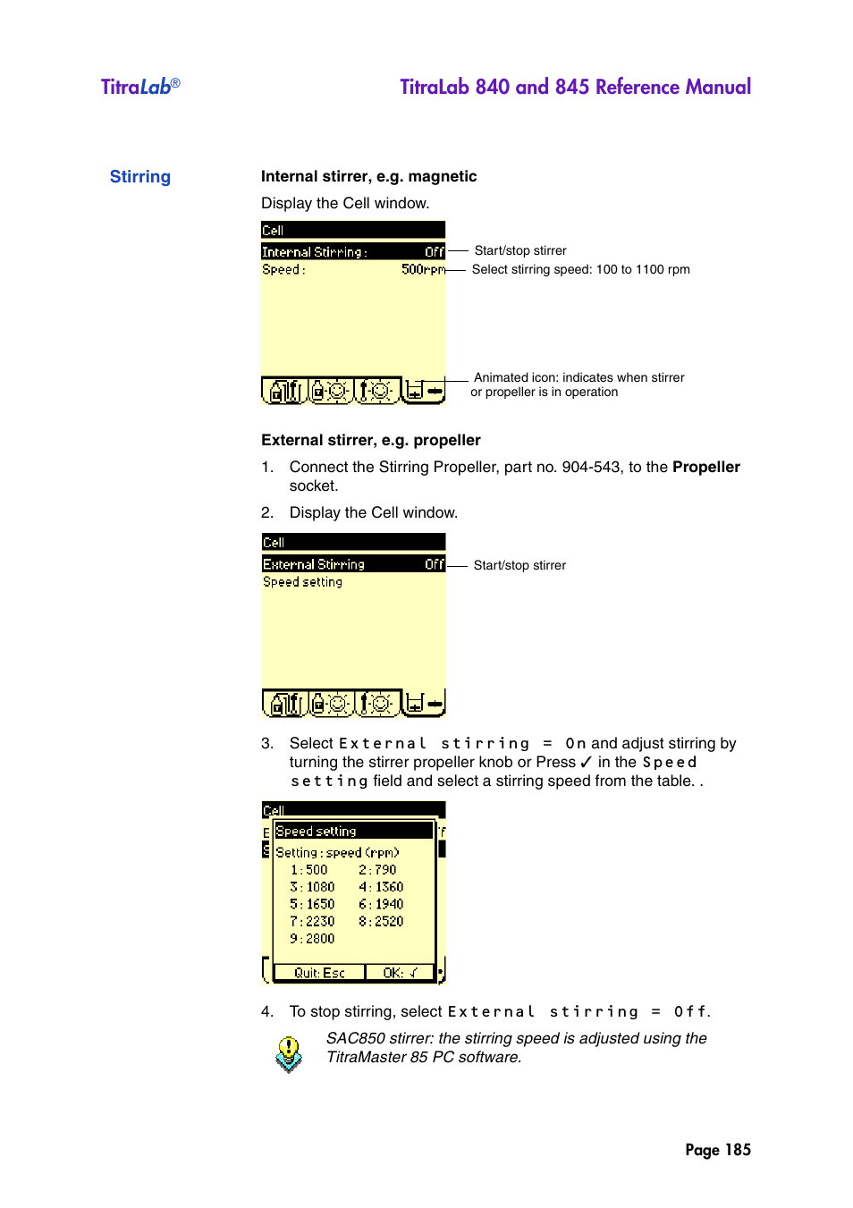 Stirring, Titra lab | Hach-Lange TITRALAB 840_845 Reference Manual User Manual | Page 185 / 214