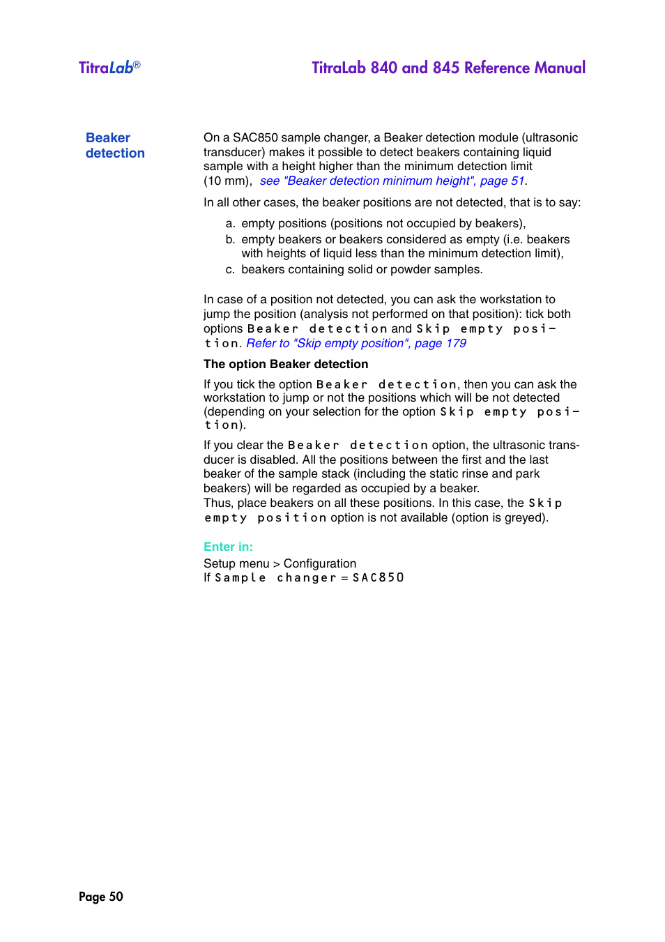 Beaker detection, Titra lab | Hach-Lange TITRALAB 840_845 Reference Manual User Manual | Page 50 / 214