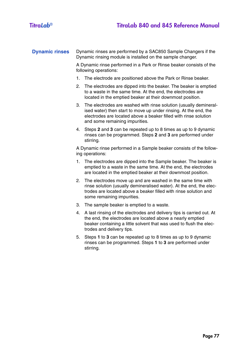 Dynamic rinses, Titra lab | Hach-Lange TITRALAB 840_845 Reference Manual User Manual | Page 77 / 214
