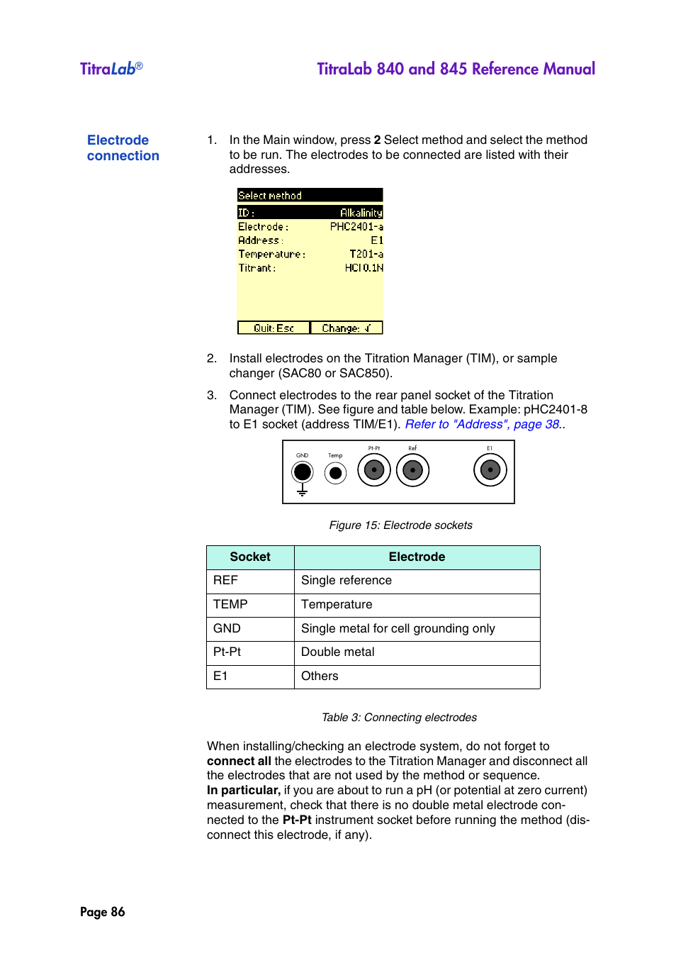 Electrode connection, Titra lab | Hach-Lange TITRALAB 840_845 Reference Manual User Manual | Page 86 / 214