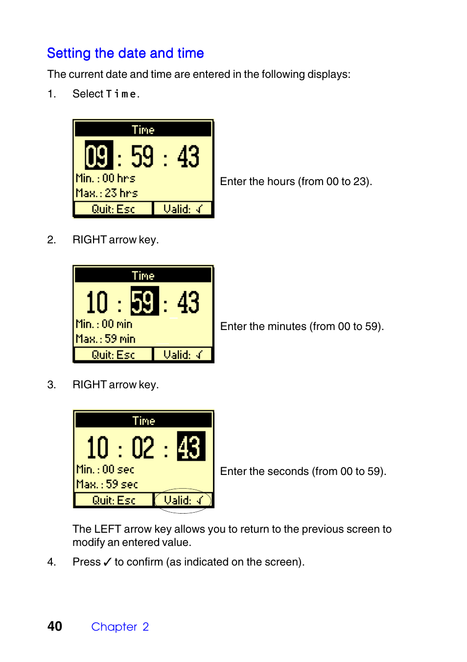 Setting the date and time | Hach-Lange TITRALAB 840_845 User Guide User Manual | Page 40 / 80