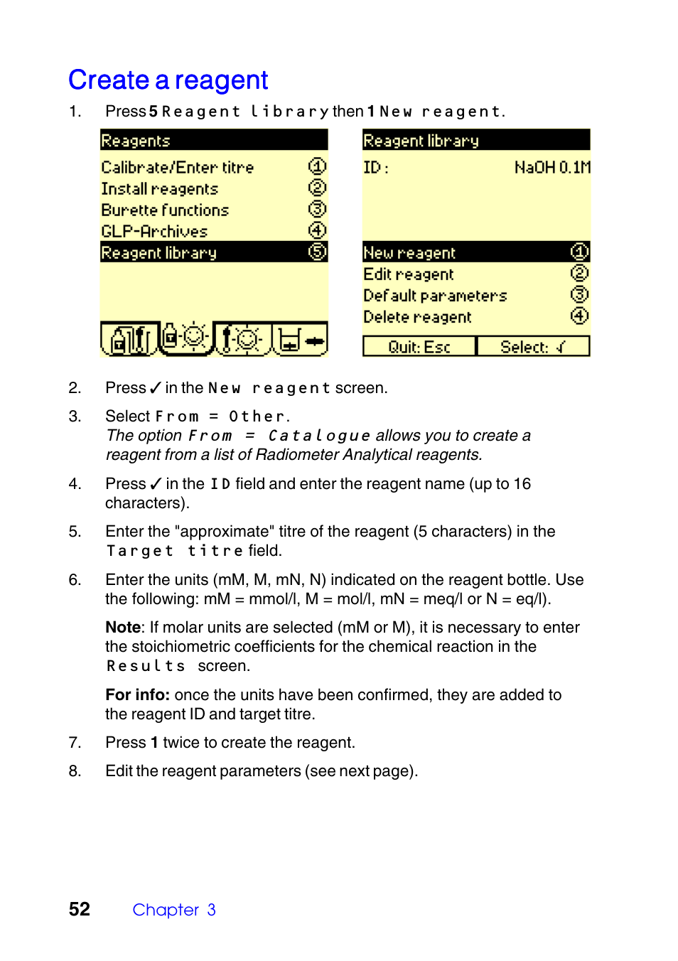 Create a reagent | Hach-Lange TITRALAB 840_845 User Guide User Manual | Page 52 / 80