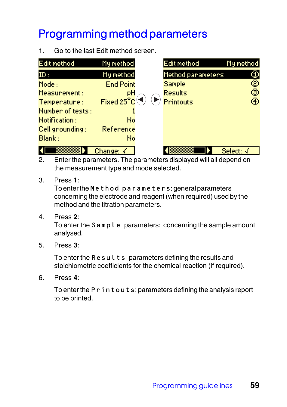 Programming method parameters | Hach-Lange TITRALAB 840_845 User Guide User Manual | Page 59 / 80