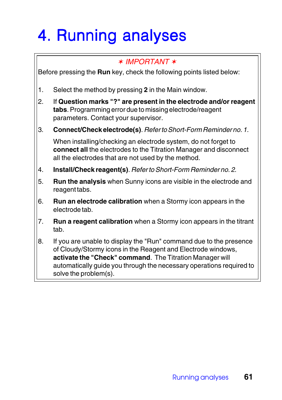 Running analyses | Hach-Lange TITRALAB 840_845 User Guide User Manual | Page 61 / 80