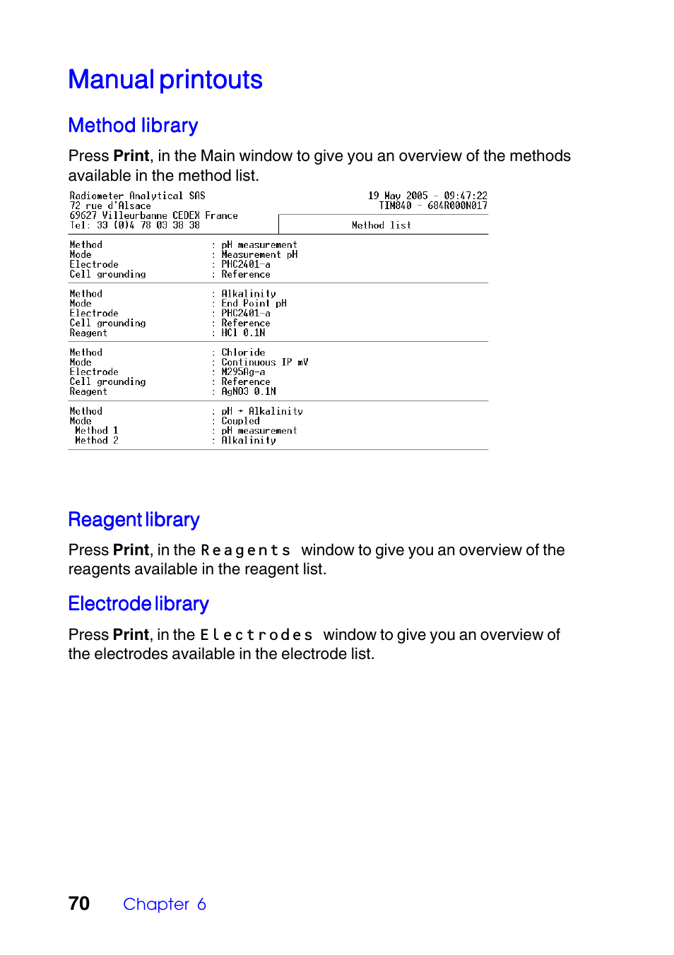Manual printouts | Hach-Lange TITRALAB 840_845 User Guide User Manual | Page 70 / 80