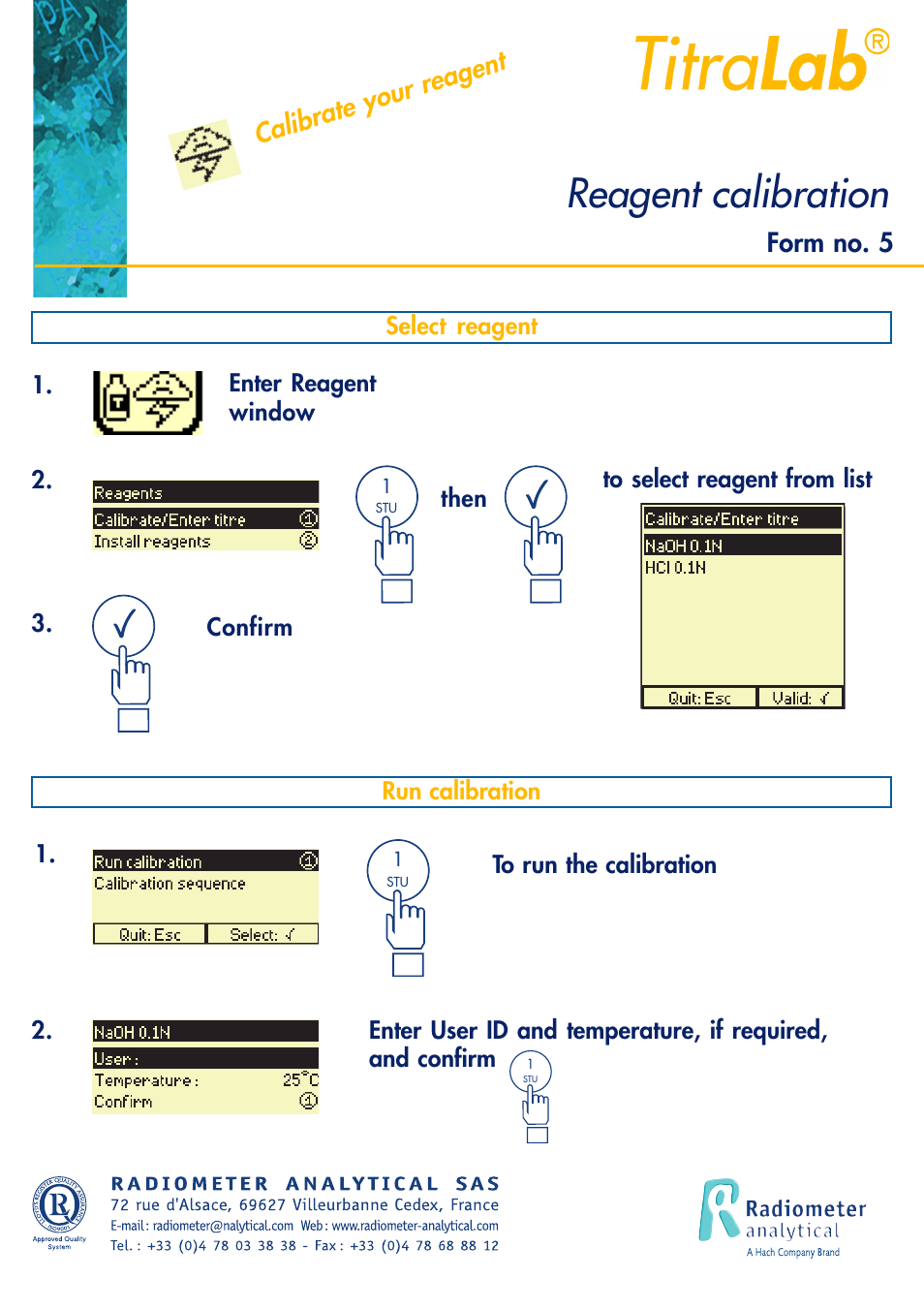Reagent calibration, Calibrate your reagent, Form no. 5 | Hach-Lange TITRALAB Short-form Reminders User Manual | Page 11 / 28
