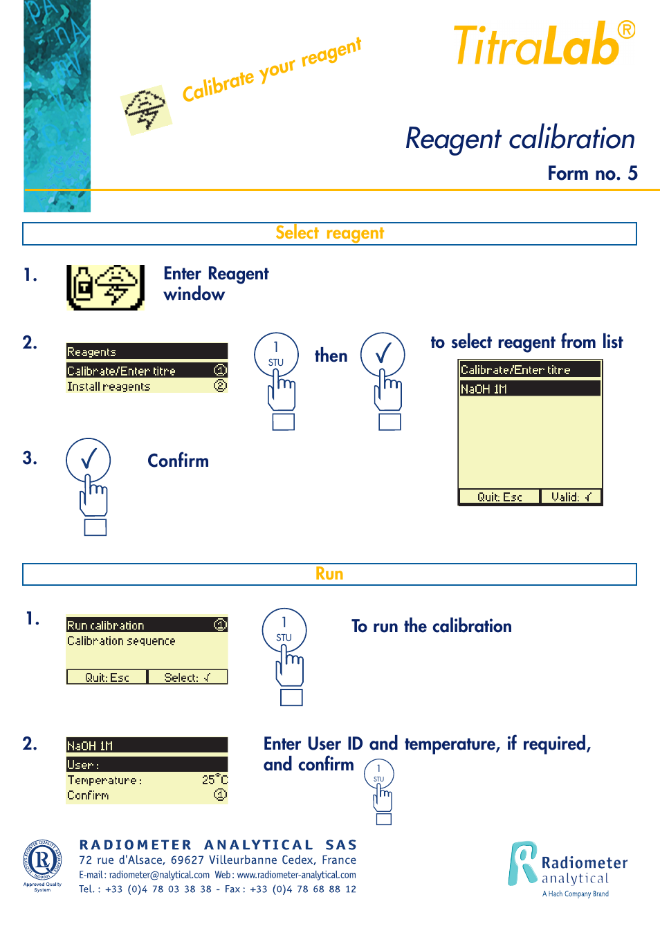 Reagent calibration, Calibrate your reagent, Form no. 5 | Hach-Lange TITRALAB Short-form Reminders User Manual | Page 11 / 32