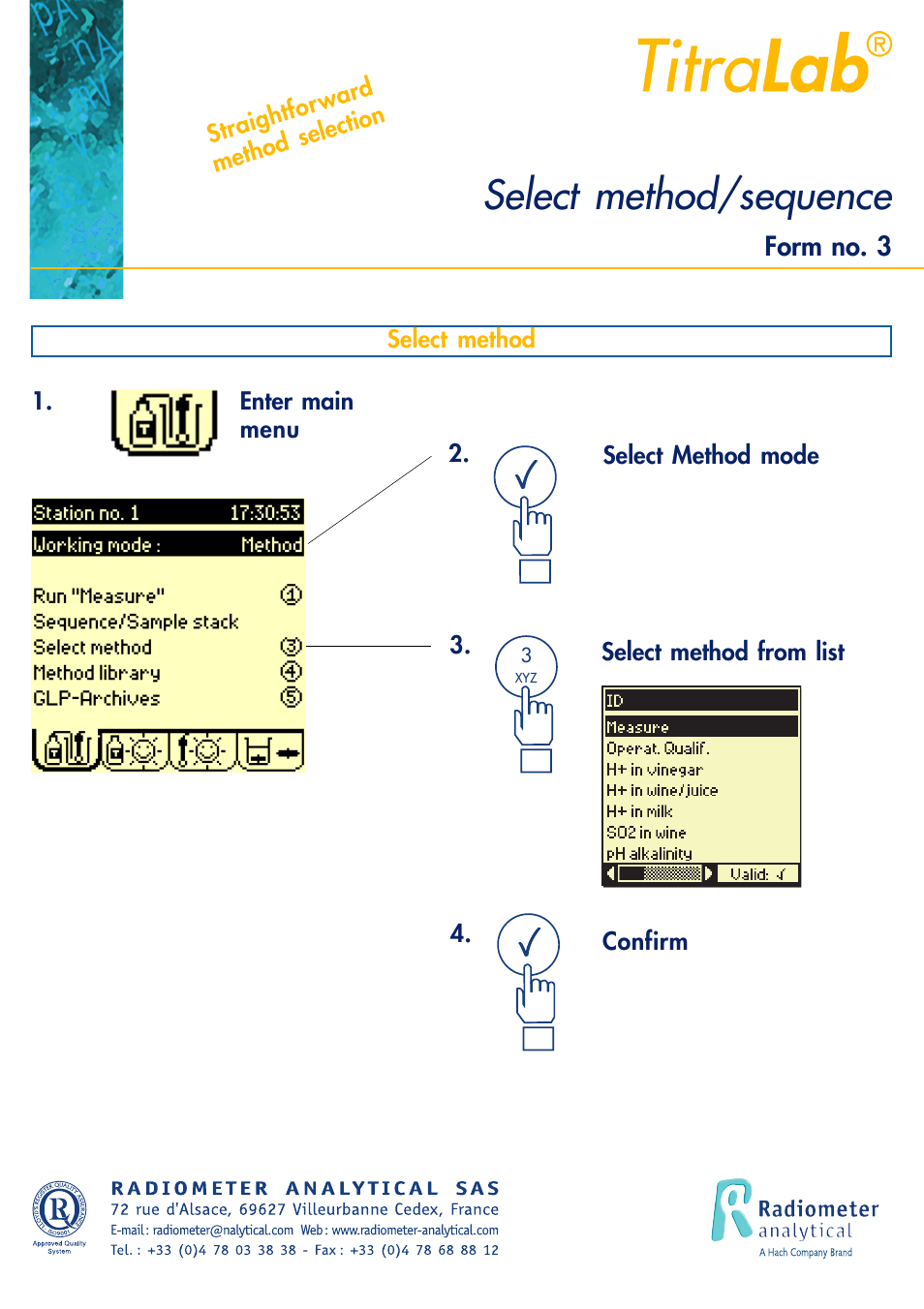 Select method/sequence | Hach-Lange TITRALAB Short-form Reminders User Manual | Page 7 / 32