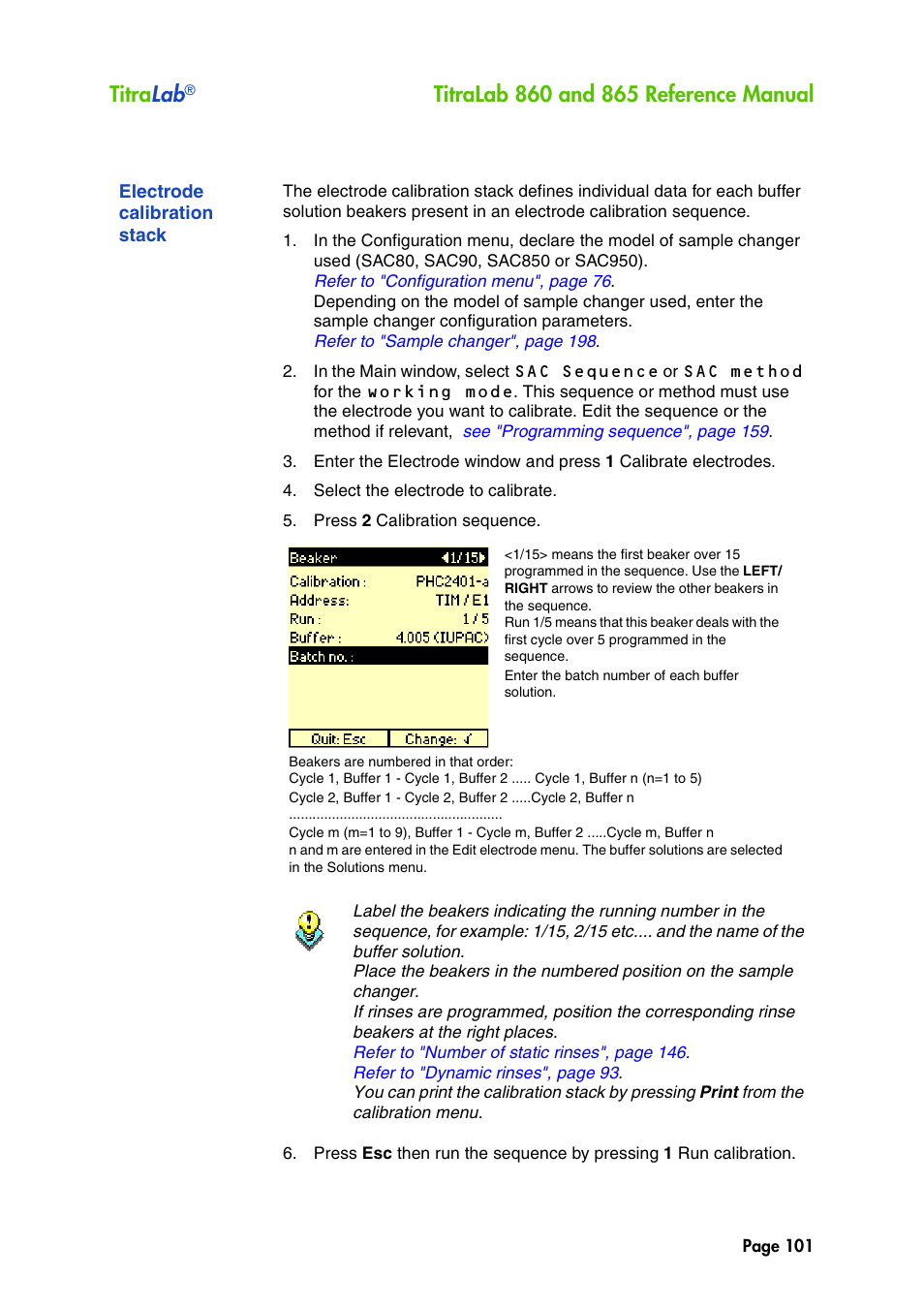 Electrode calibration stack, See "electrode calibration, Titra lab | Hach-Lange TITRALAB 860_865 Reference Manual User Manual | Page 101 / 244
