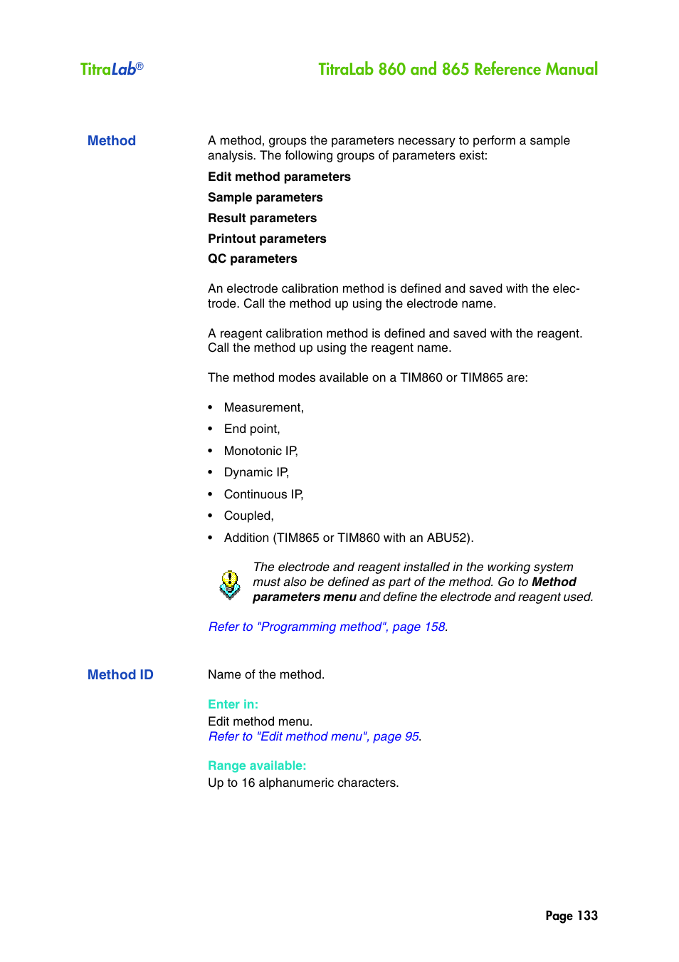 Method, Method id, Titra lab | Hach-Lange TITRALAB 860_865 Reference Manual User Manual | Page 133 / 244