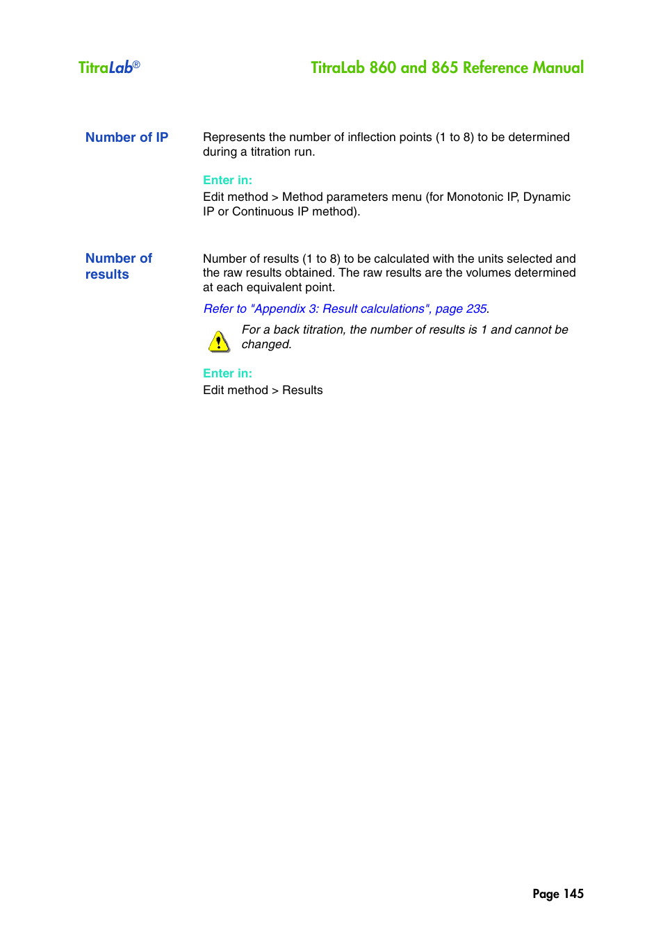 Number of ip, Number of results, Titra lab | Hach-Lange TITRALAB 860_865 Reference Manual User Manual | Page 145 / 244