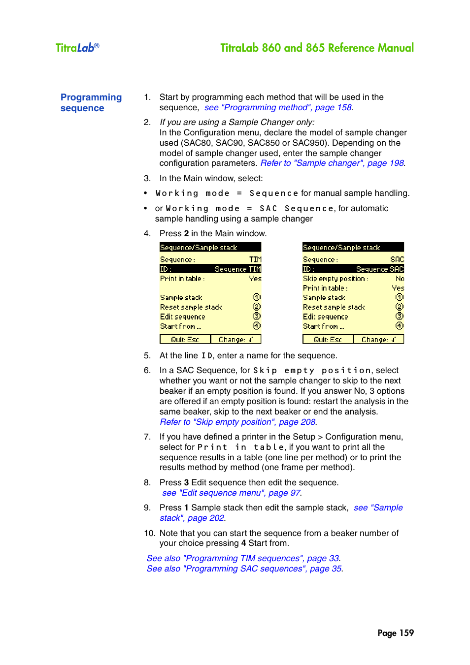 Programming sequence, Titra lab | Hach-Lange TITRALAB 860_865 Reference Manual User Manual | Page 159 / 244