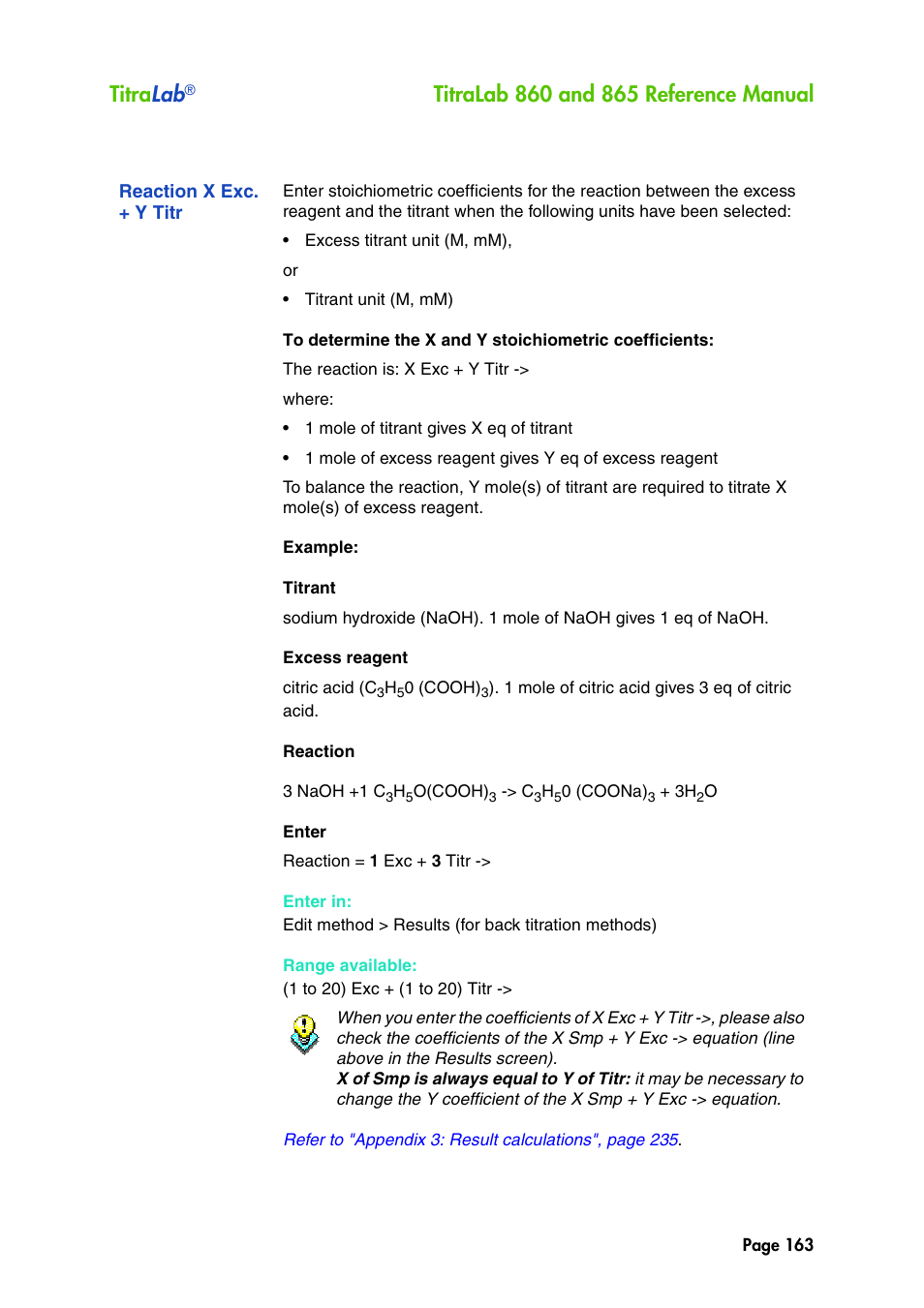 Reaction x exc. + y titr, Titra lab | Hach-Lange TITRALAB 860_865 Reference Manual User Manual | Page 163 / 244
