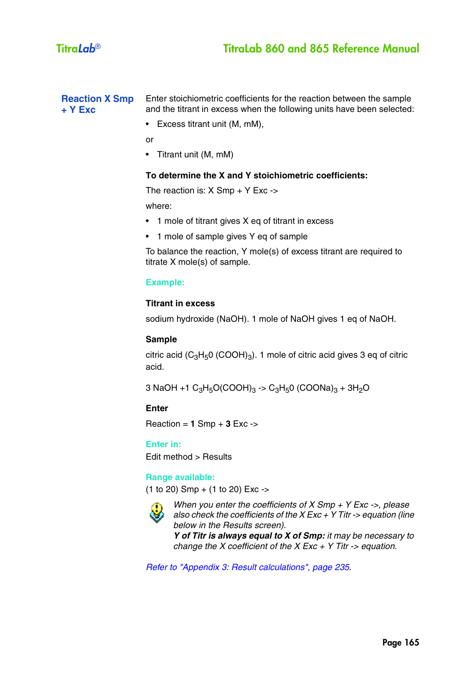 Reaction x smp + y exc, Titra lab | Hach-Lange TITRALAB 860_865 Reference Manual User Manual | Page 165 / 244