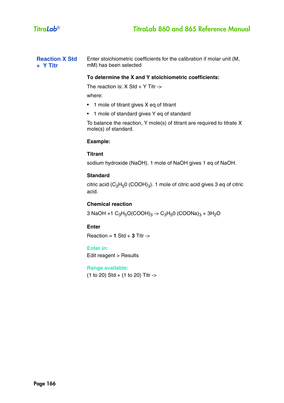 Reaction x std + y titr, Titra lab | Hach-Lange TITRALAB 860_865 Reference Manual User Manual | Page 166 / 244