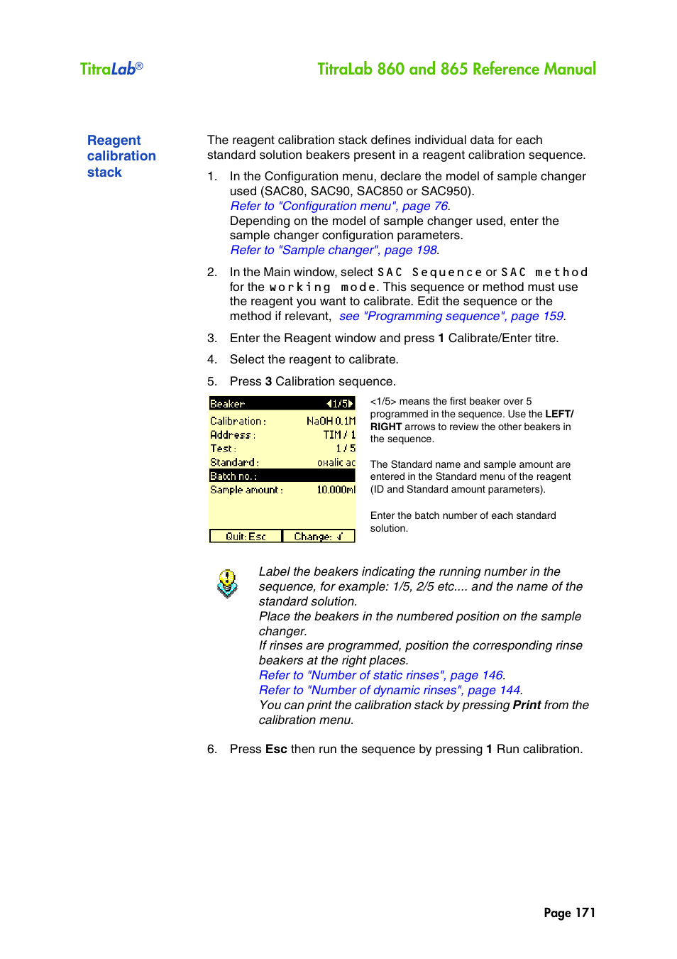 Reagent calibration stack, See "reagent calibration stack, See "reagent calibration | Titra lab | Hach-Lange TITRALAB 860_865 Reference Manual User Manual | Page 171 / 244