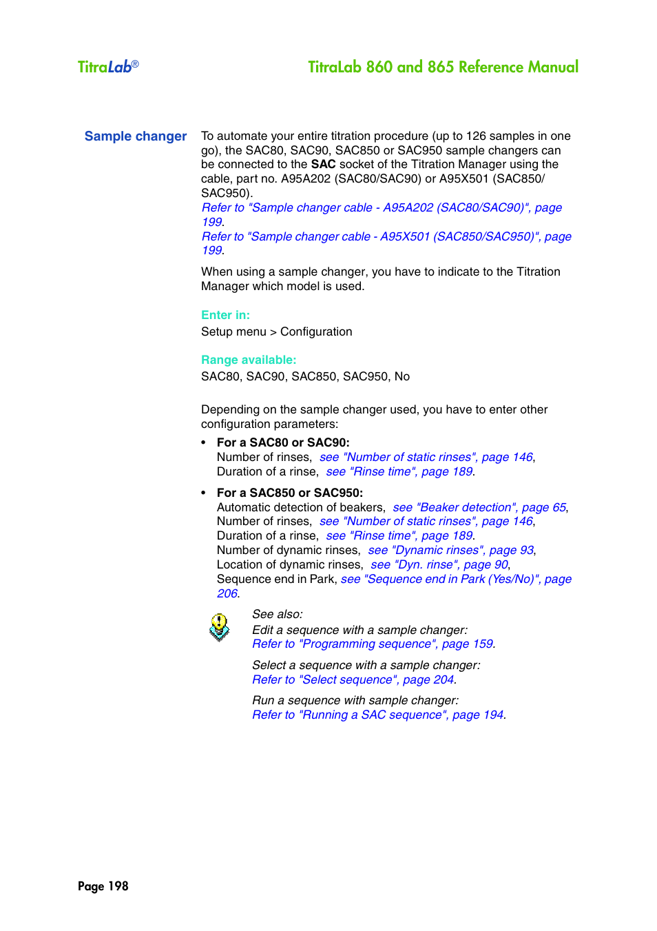 Sample changer, Refer to "sample, Titra lab | Hach-Lange TITRALAB 860_865 Reference Manual User Manual | Page 198 / 244