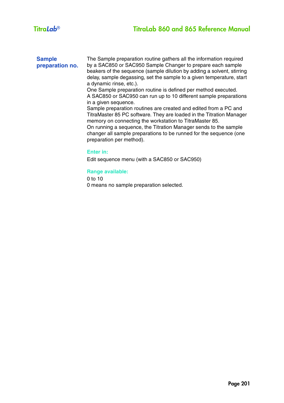 Sample preparation no, Titra lab | Hach-Lange TITRALAB 860_865 Reference Manual User Manual | Page 201 / 244