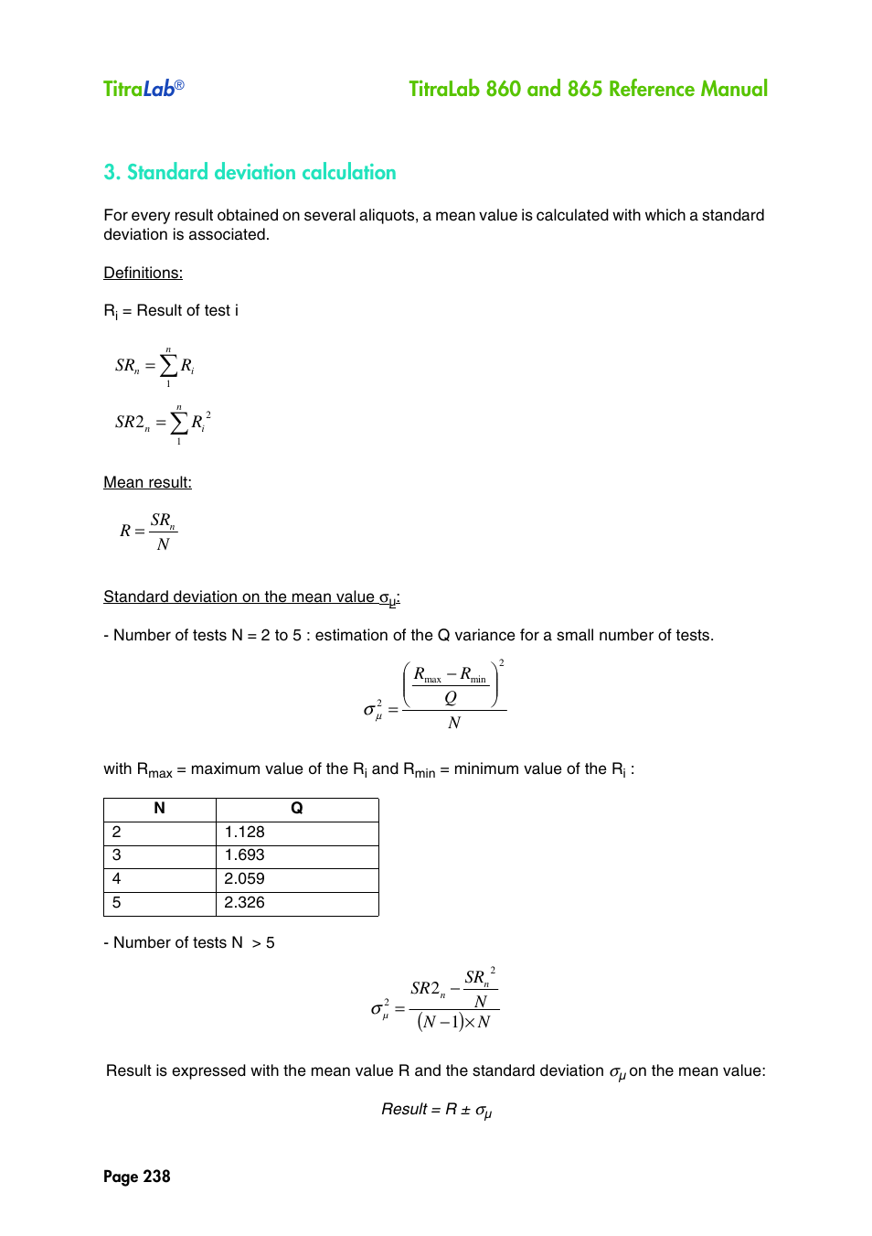 Titra lab, Standard deviation calculation | Hach-Lange TITRALAB 860_865 Reference Manual User Manual | Page 238 / 244