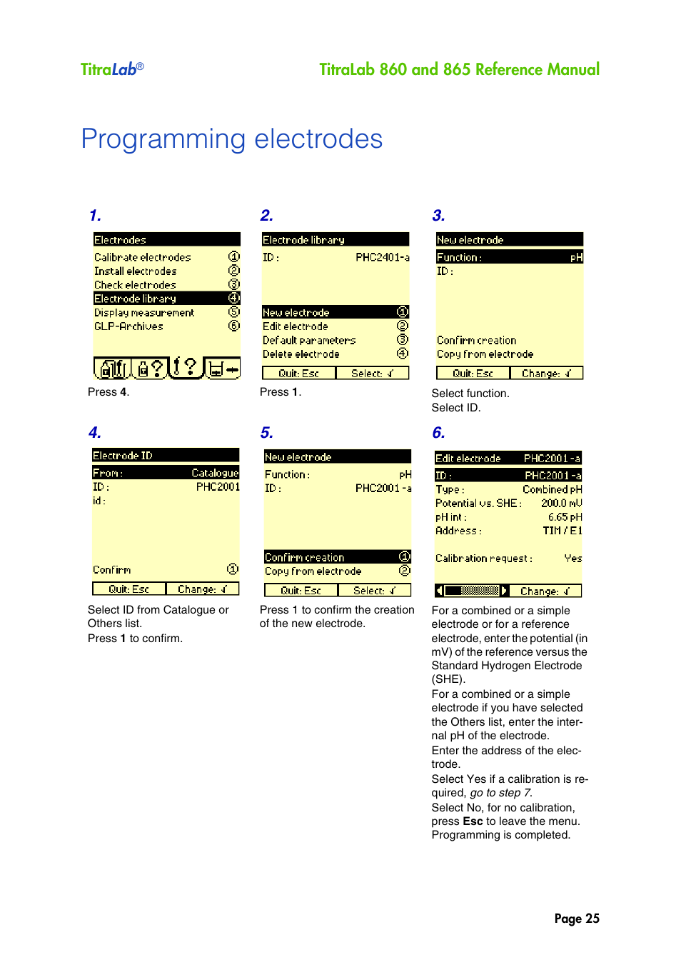 Programming electrodes | Hach-Lange TITRALAB 860_865 Reference Manual User Manual | Page 25 / 244