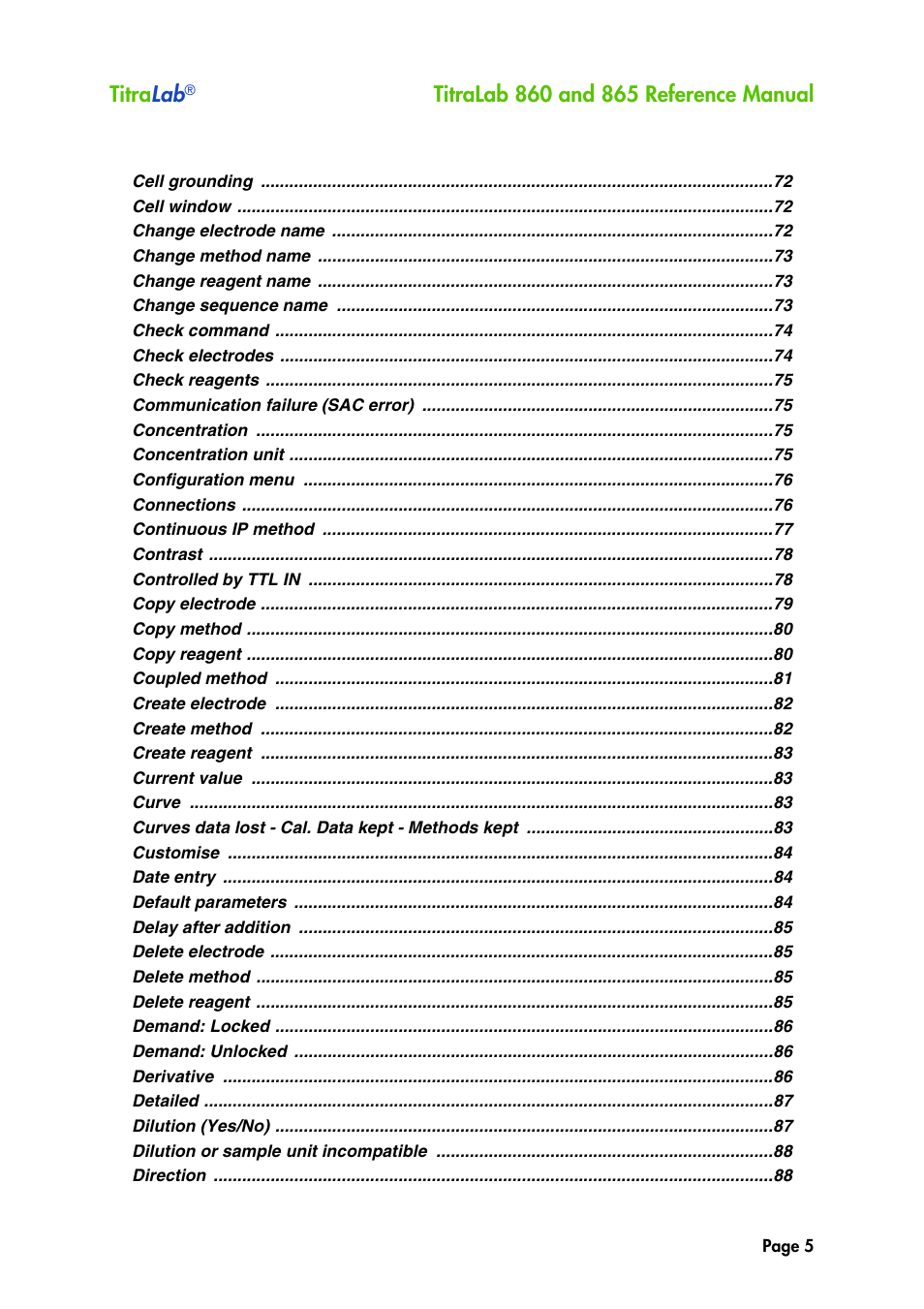 Titra lab | Hach-Lange TITRALAB 860_865 Reference Manual User Manual | Page 5 / 244