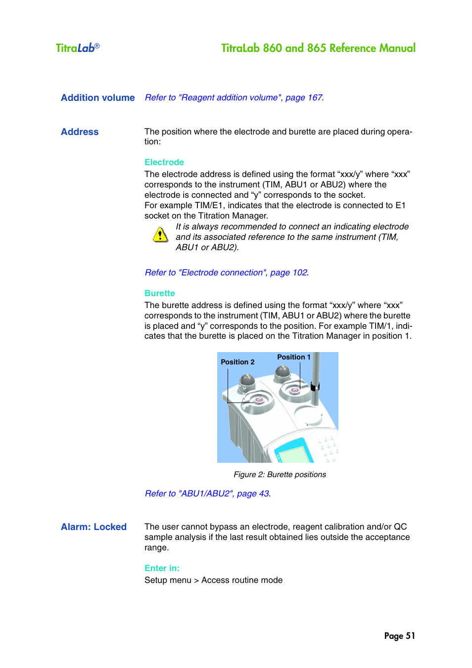 Addition volume, Address, Alarm: locked | Titra lab | Hach-Lange TITRALAB 860_865 Reference Manual User Manual | Page 51 / 244