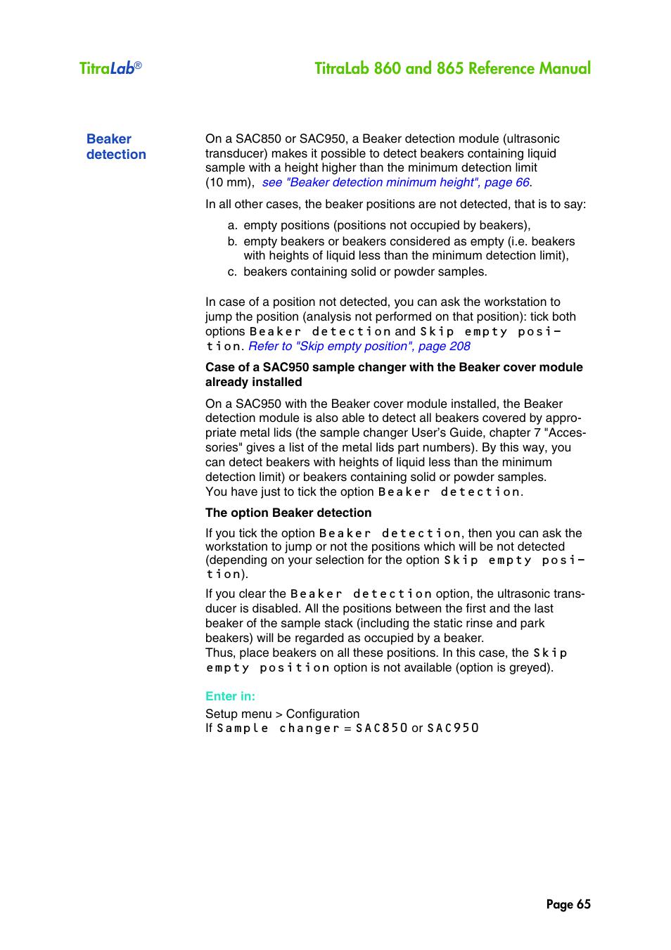 Beaker detection, Titra lab | Hach-Lange TITRALAB 860_865 Reference Manual User Manual | Page 65 / 244