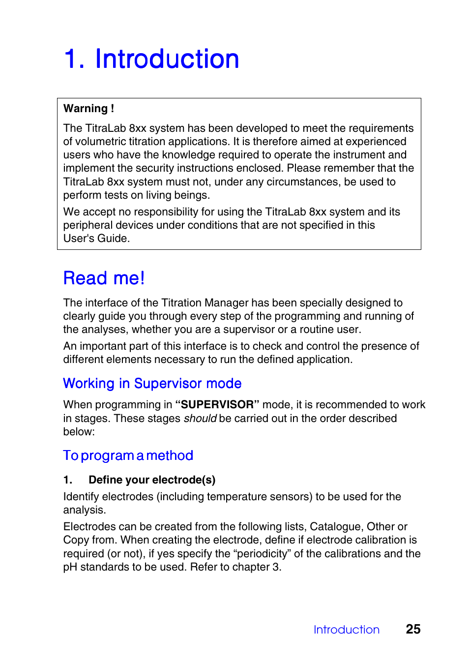 Introduction, Read me, Intr | Hach-Lange TITRALAB Users Guide User Manual | Page 25 / 88