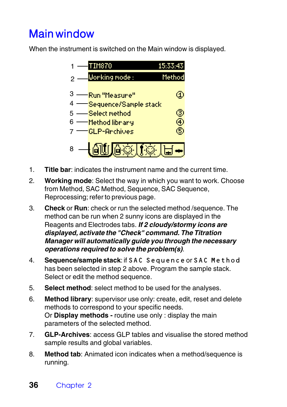 Main window | Hach-Lange TITRALAB Users Guide User Manual | Page 36 / 88