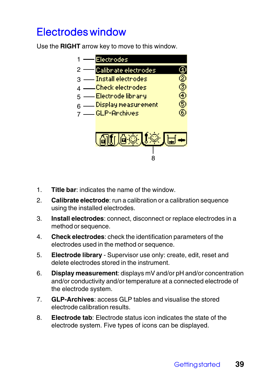 Electrodes window | Hach-Lange TITRALAB Users Guide User Manual | Page 39 / 88