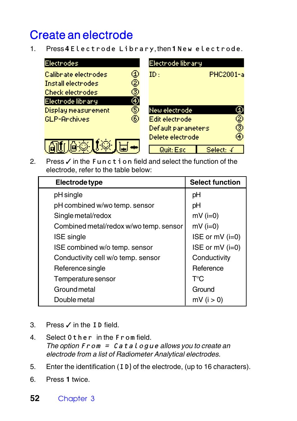Create an electrode | Hach-Lange TITRALAB Users Guide User Manual | Page 52 / 88