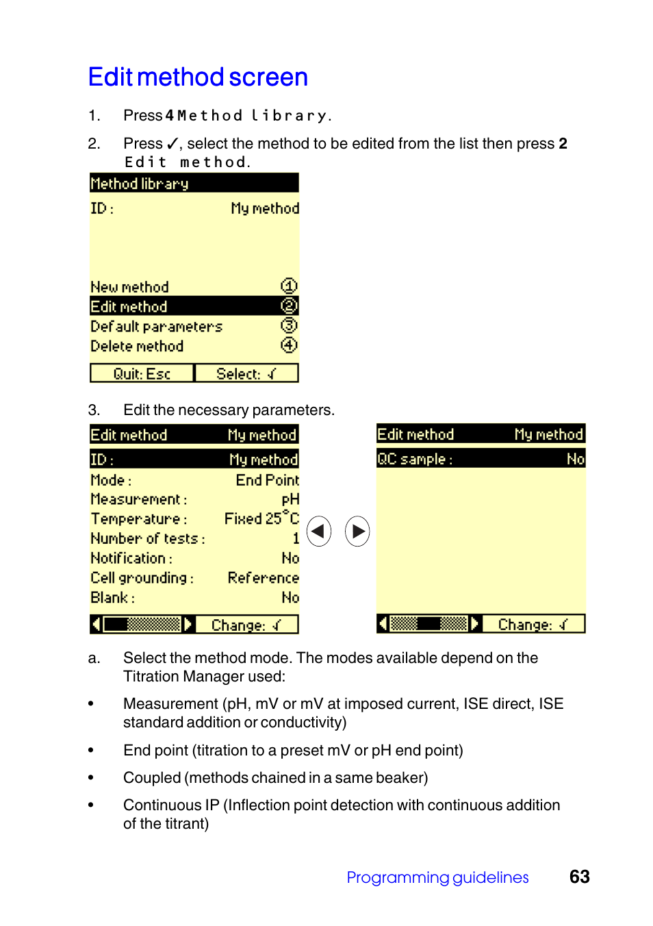 Edit method screen | Hach-Lange TITRALAB Users Guide User Manual | Page 63 / 88