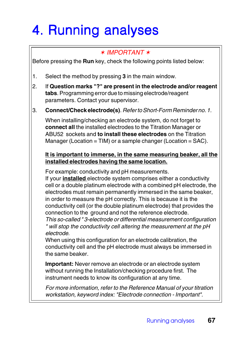 Running analyses | Hach-Lange TITRALAB Users Guide User Manual | Page 67 / 88